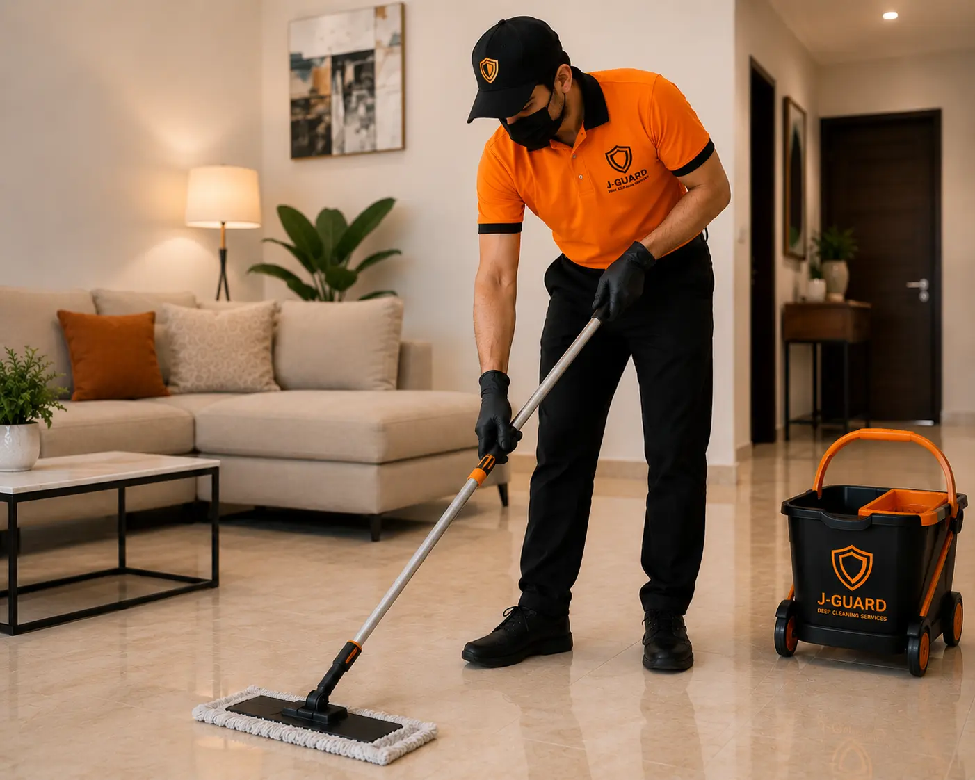 Professional deep cleaning team by J GUARD in Kerala